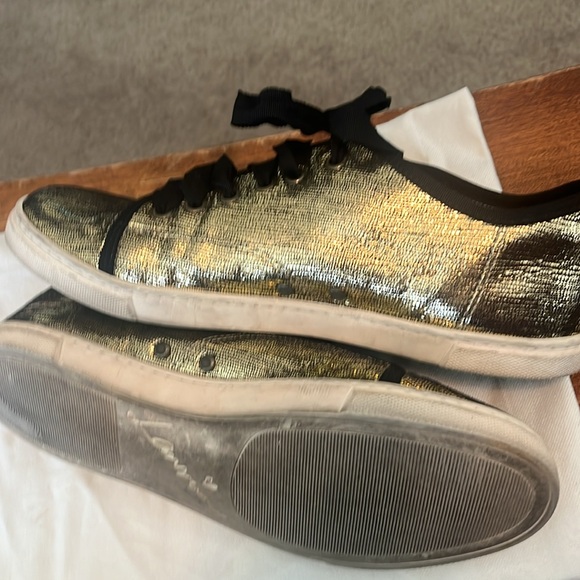 Lanvin Gold Sneakers with Silk Laces – Gently Used - Picture 6 of 10